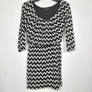 City Triangles Black White Chevron Dress Size Small